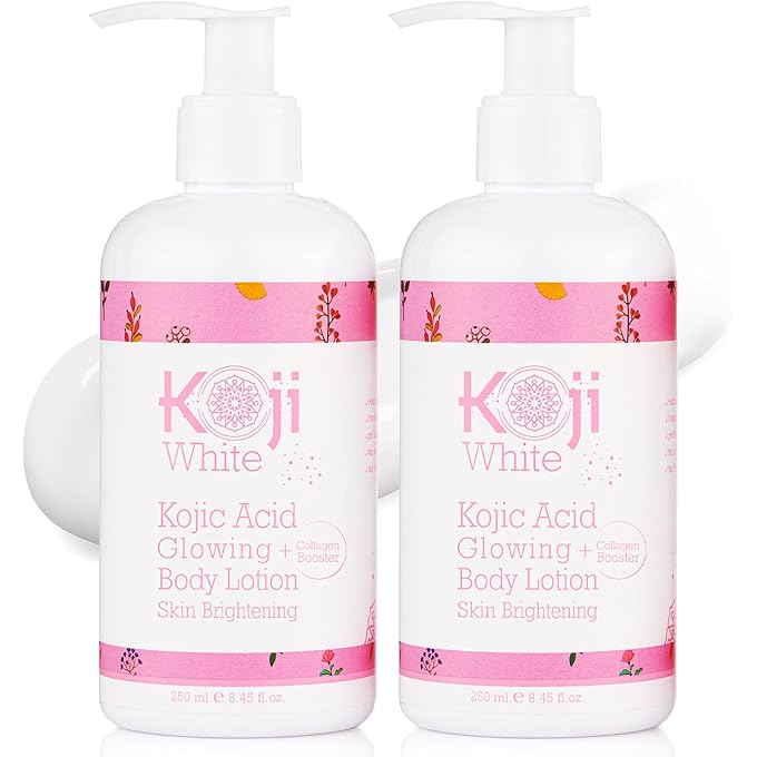 Koji White Kojic Acid & Collagen Body Lotion, Women Gifts Set for Skin Brightening, Moisturizer & Radiant Complexion, Uneven Skin Tone - Vegan, Not Tested on Animals, 8.45 Fl Oz (2 Packs) - Image 1